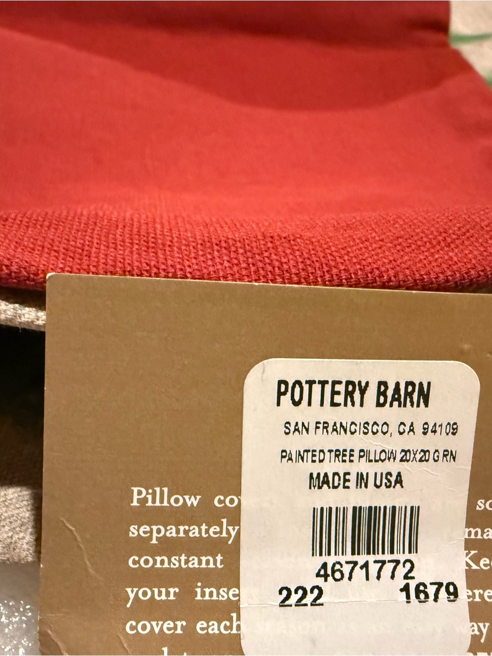 New Pottery Barn Painted Christmas Tree Pillow Cover, 20” - Picture 4 of 7